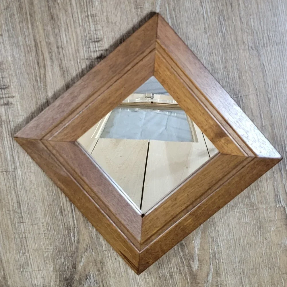 Vintage Homco Home Interiors wooden mirror wall hanging